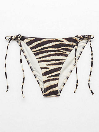 Mango Mermaid Animal Print Tie Side Bikini Bottoms, Black/Multi