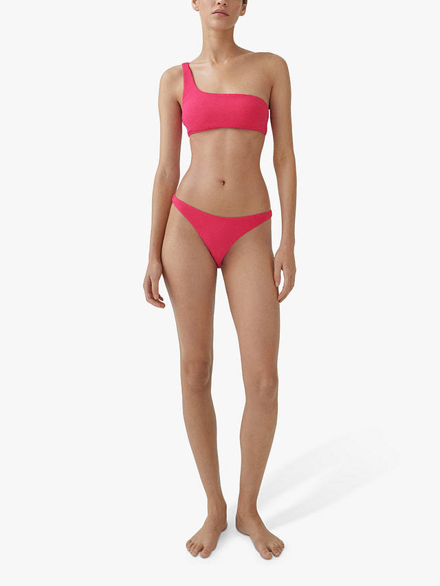 Mango Bini Textured Bikini Bottoms, Bright Pink