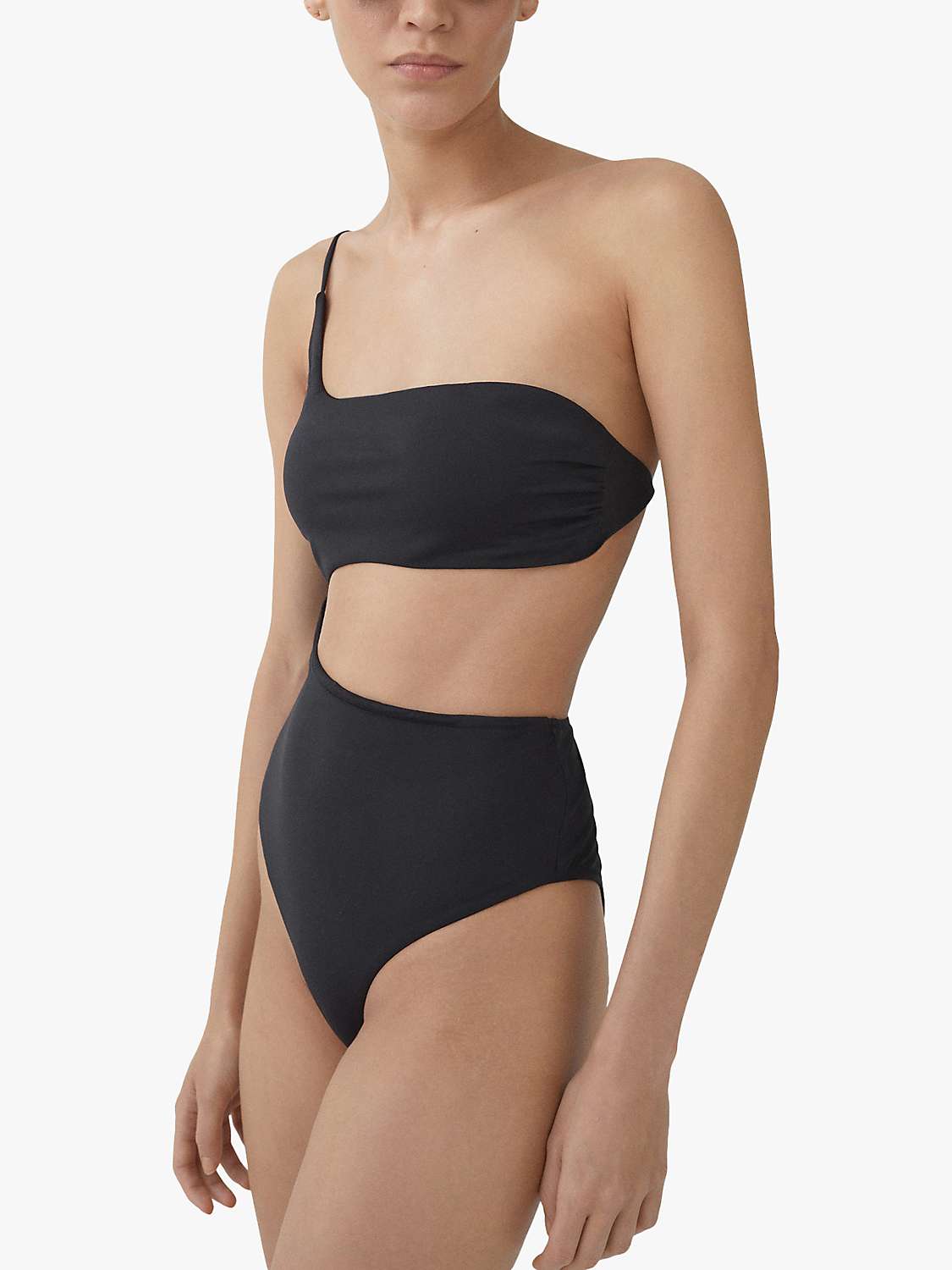 Buy Mango Ceres Asymmetric One Shoulder Swimsuit, Black Online at johnlewis.com