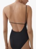 Mango Ceres Asymmetric One Shoulder Swimsuit, Black