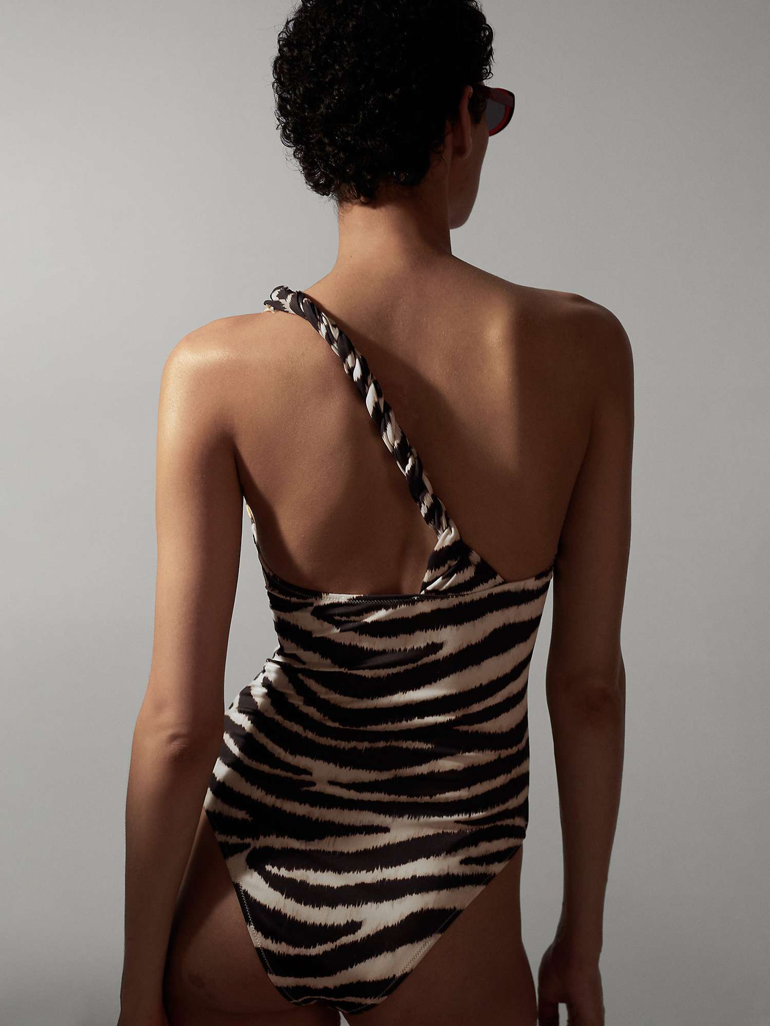 Buy Mango Animal Print Swimsuit, Black/Multi Online at johnlewis.com