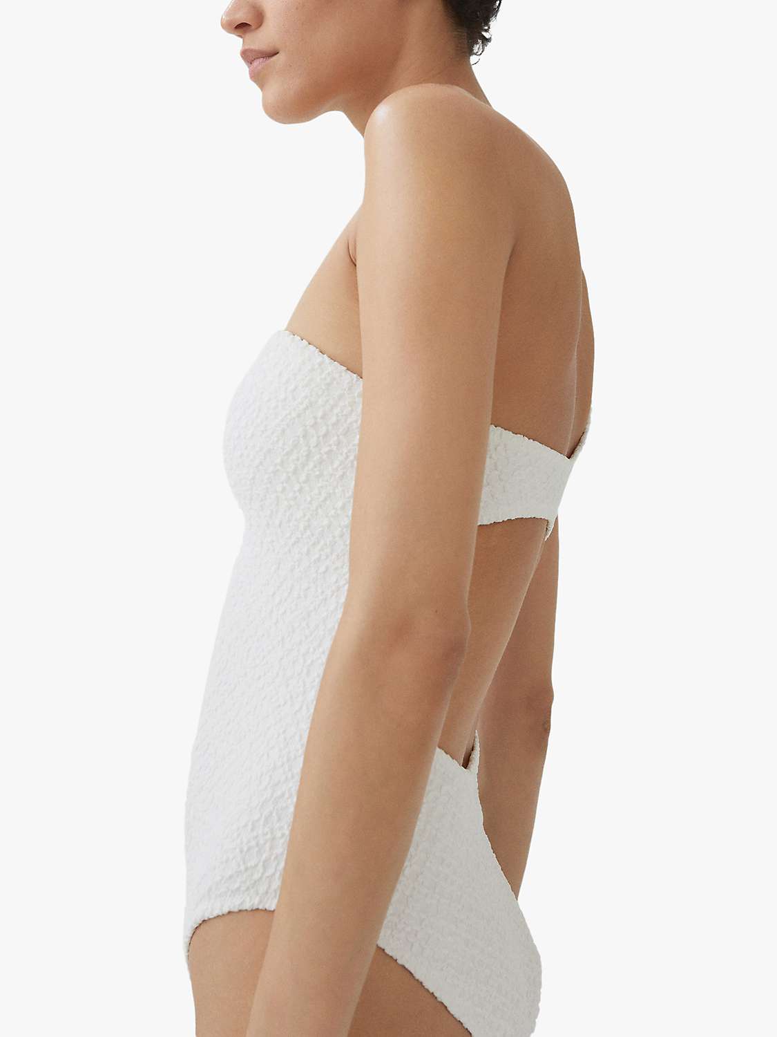 Buy Mango Salada  Asymmetrical Textured Swimsuit, White Online at johnlewis.com