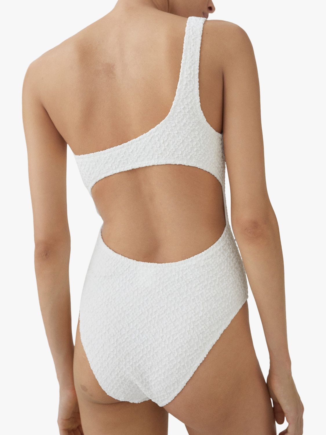 Mango Salada  Asymmetrical Textured Swimsuit, White, L