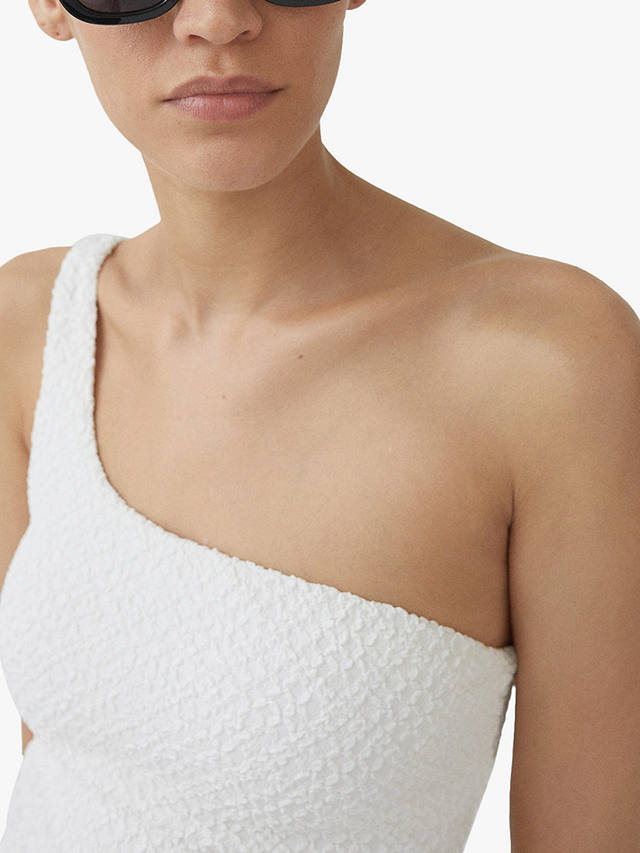 Mango Salada  Asymmetrical Textured Swimsuit, White