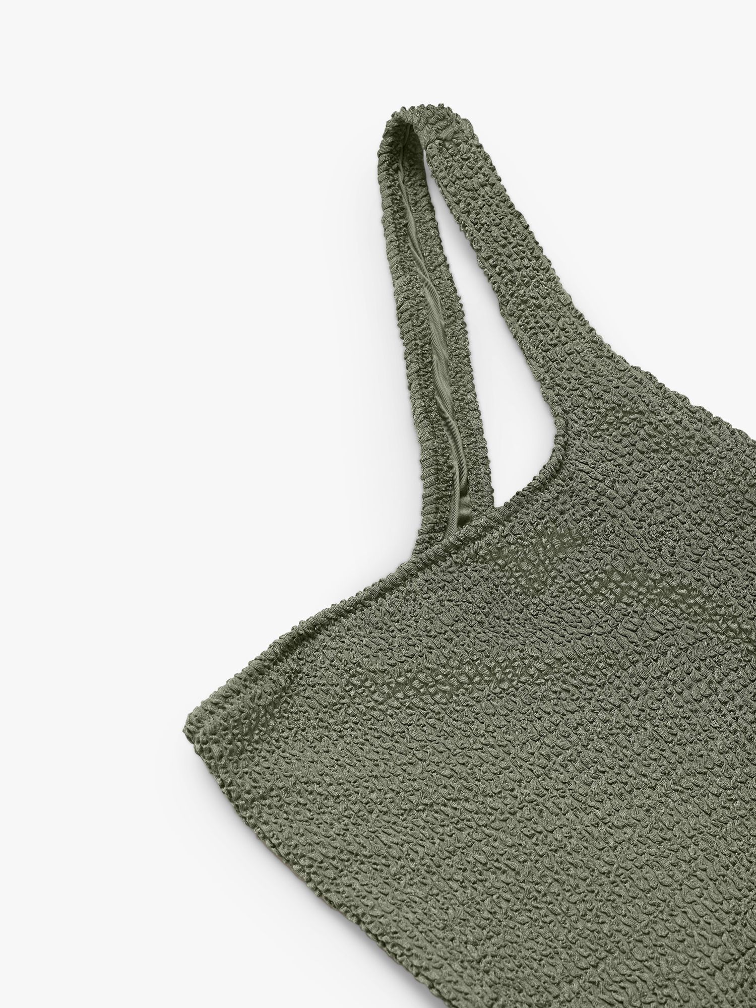 Mango Milos Asymmetrical Textured Swimsuit, Dark Green, S