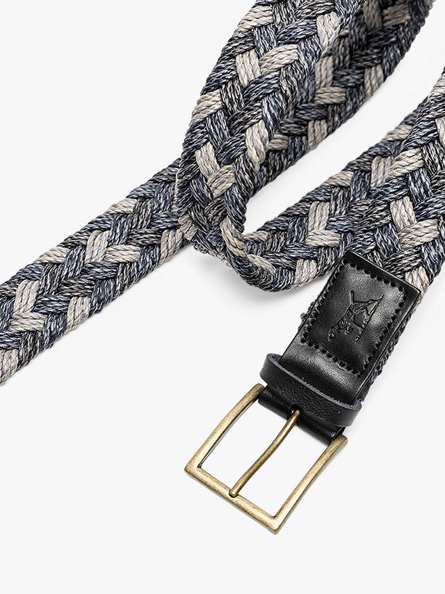 Rodd & Gunn Thames Weave Leather & Stretch Cotton Belt, Denim/Multi