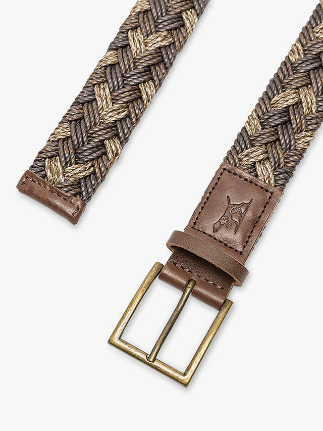 Rodd & Gunn Thames Weave Leather & Stretch Cotton Belt, Coffee/Multi
