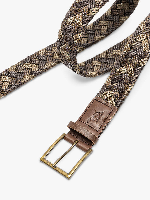 Rodd & Gunn Thames Weave Leather & Stretch Cotton Belt, Coffee/Multi