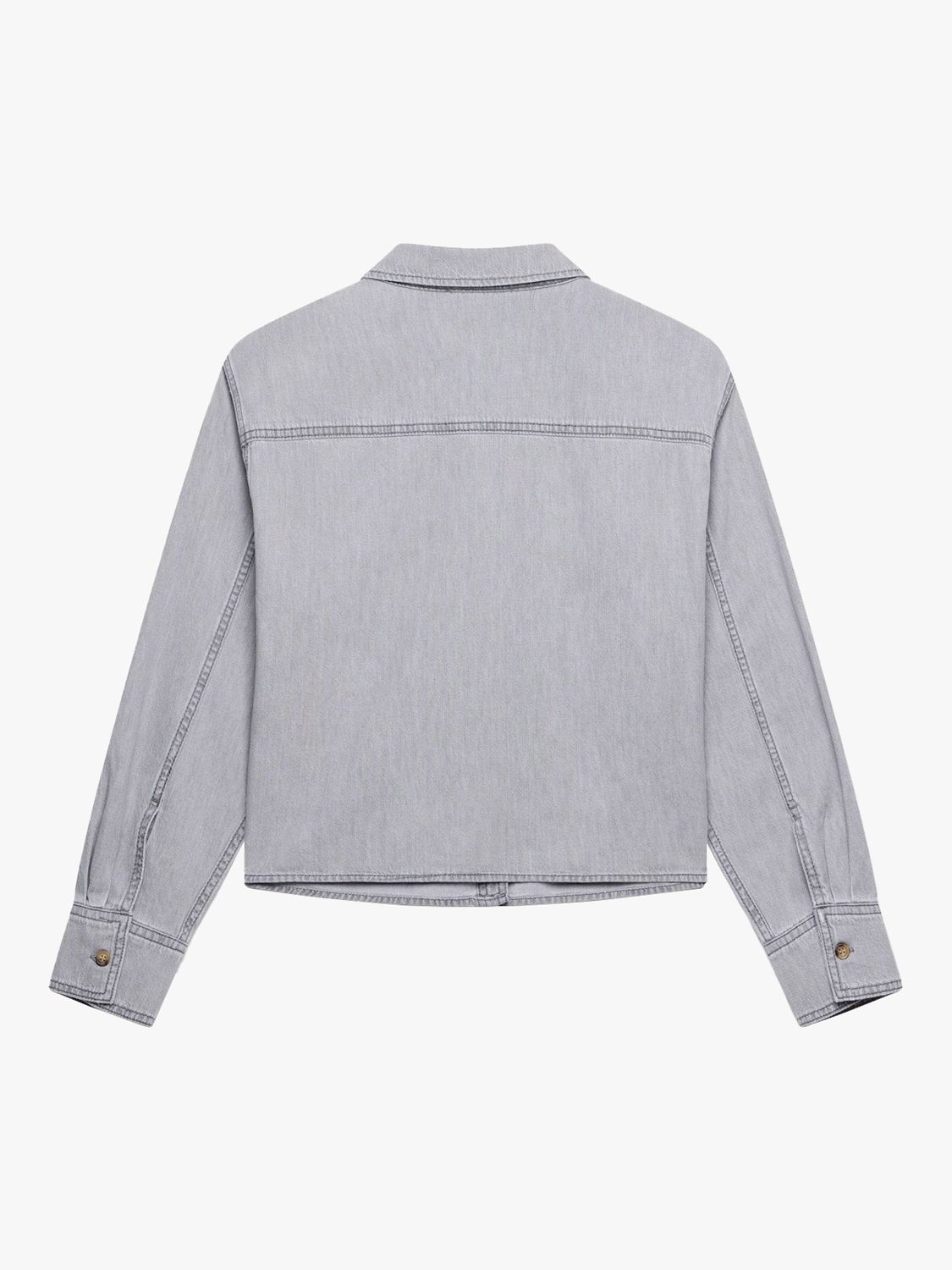 Mint Velvet Cropped Denim Shirt, Light Grey at John Lewis & Partners