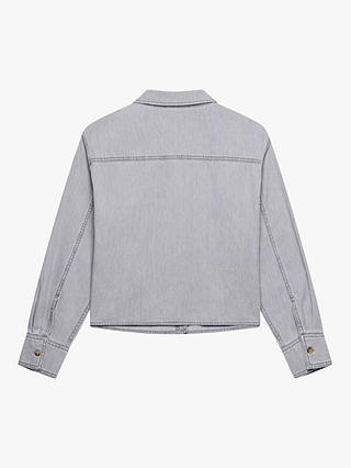 Mint Velvet Cropped Denim Shirt, Light Grey