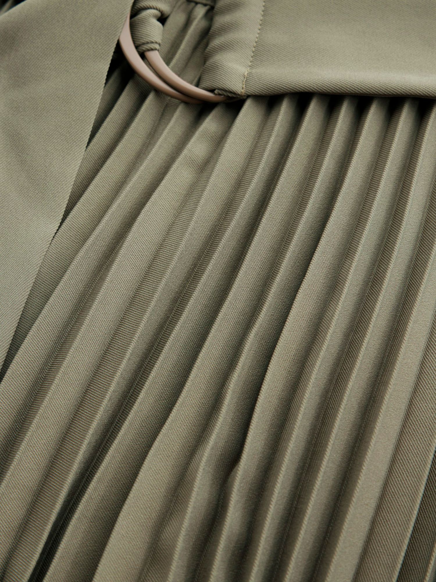 Buy Mint Velvet Pleated Midi Skirt, Green Khaki Online at johnlewis.com