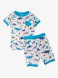 Hatley Kids' Prehistoric Marine Print Short Pyjamas, White/Multi, White/Multi