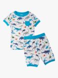Hatley Kids' Prehistoric Marine Print Short Pyjamas, White/Multi
