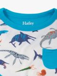 Hatley Kids' Prehistoric Marine Print Short Pyjamas, White/Multi, White/Multi