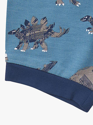 Hatley Kids' Broken Dino Stamp Shorts Pyjama Set, Blue Heaven