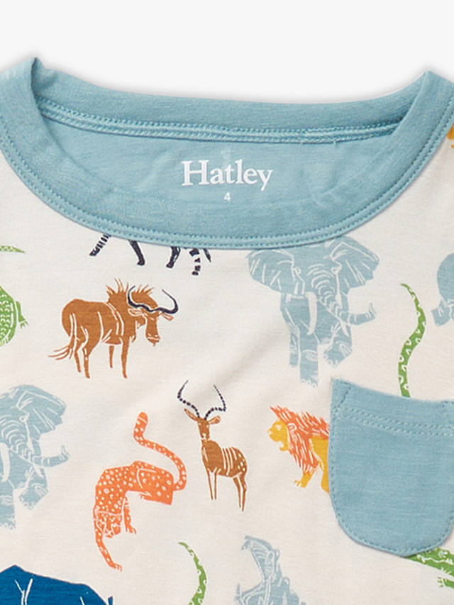 Hatley Kids' Scratchy Safari Short Pyjamas, Sea Salt