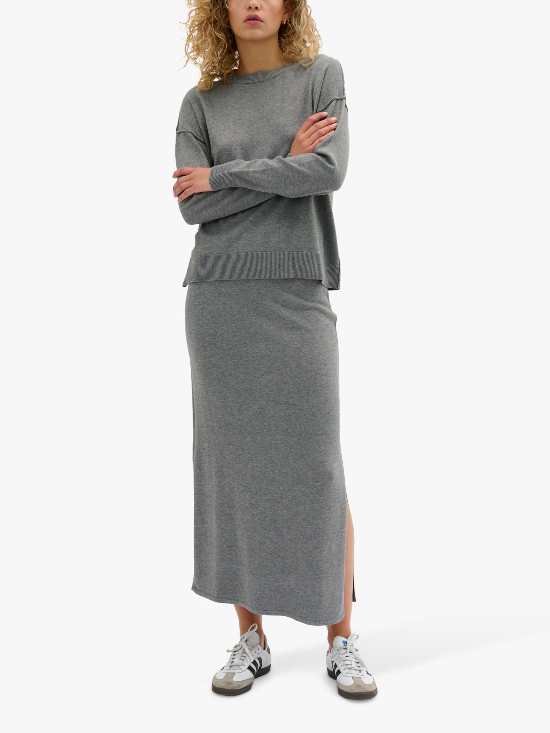Buy MY ESSENTIAL WARDROBE Emma Pencil Knitted Maxi Skirt, Smoked Pearl Melange Online at johnlewis.com