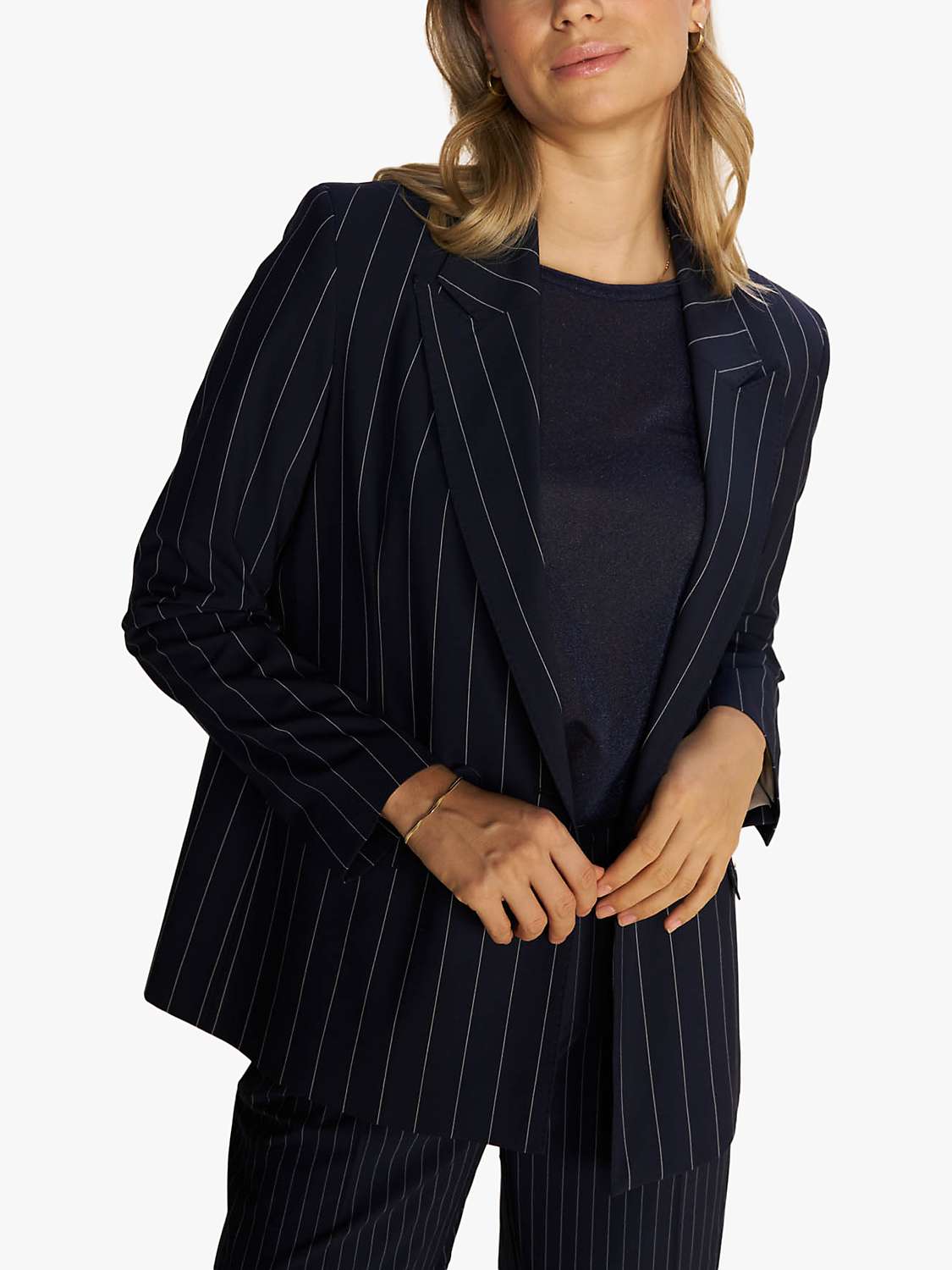 Buy MOS MOSH Beta Roy Double Breasted Pinstripe Blazer, Salute Navy Online at johnlewis.com