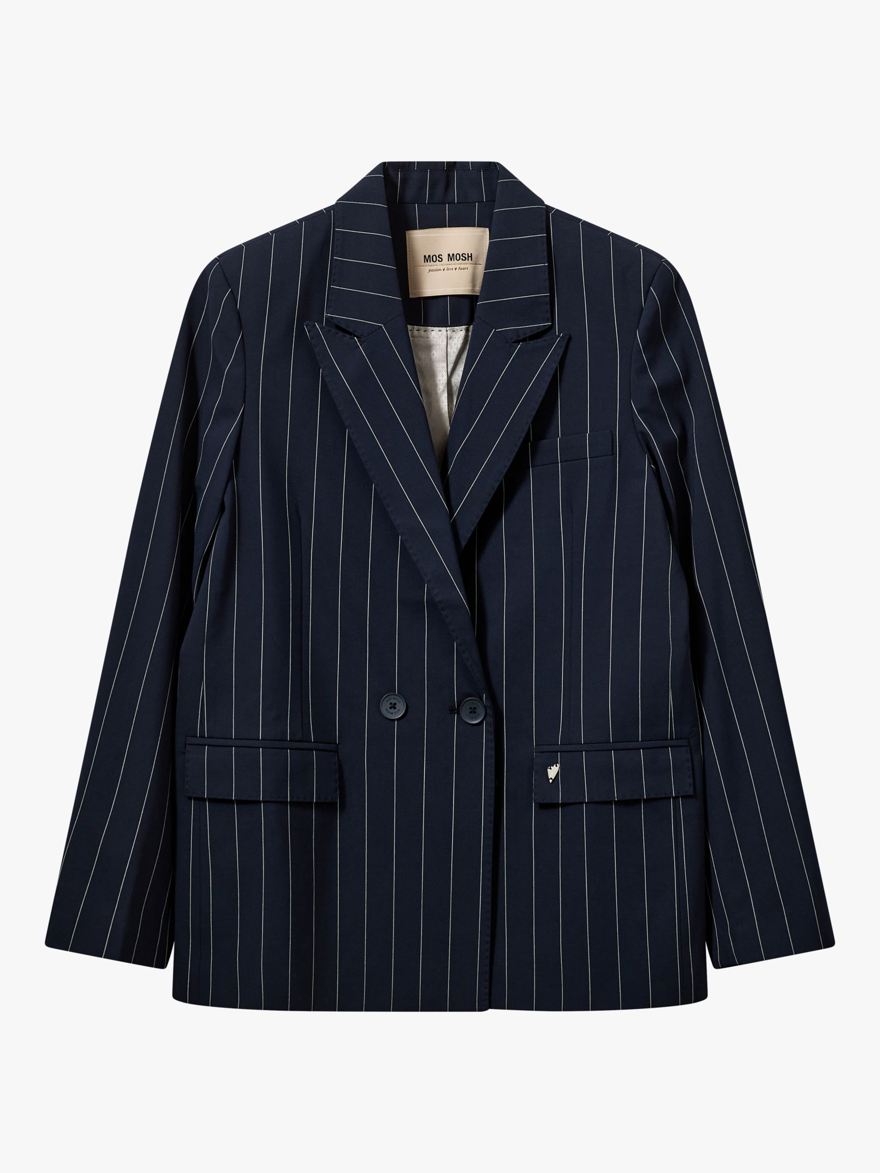 MOS MOSH Beta Roy Double Breasted Pinstripe Blazer, Salute Navy, 10