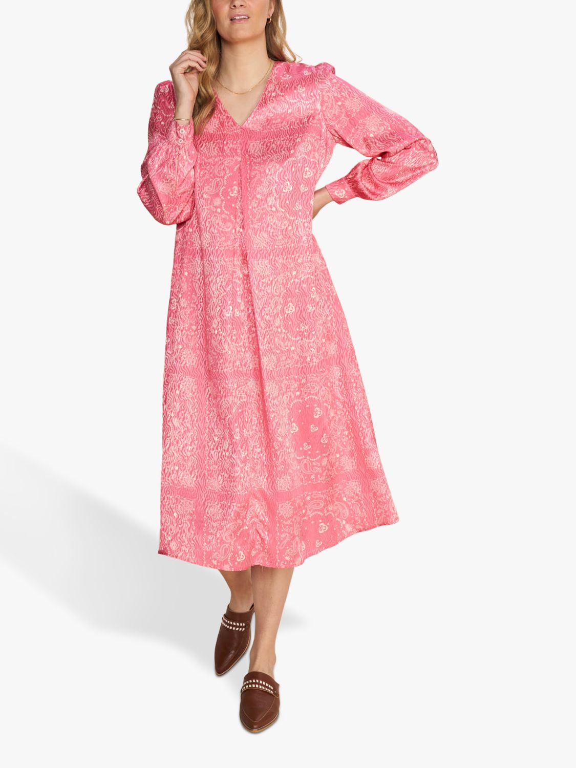 Buy MOS MOSH Pila Paige Long Sleeve Belted Dress, Camellia Rose Online at johnlewis.com