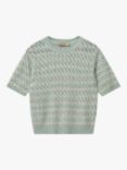 MOS MOSH Karin Short Sleeve Linen Knitted T-Shirt, Smoke Green