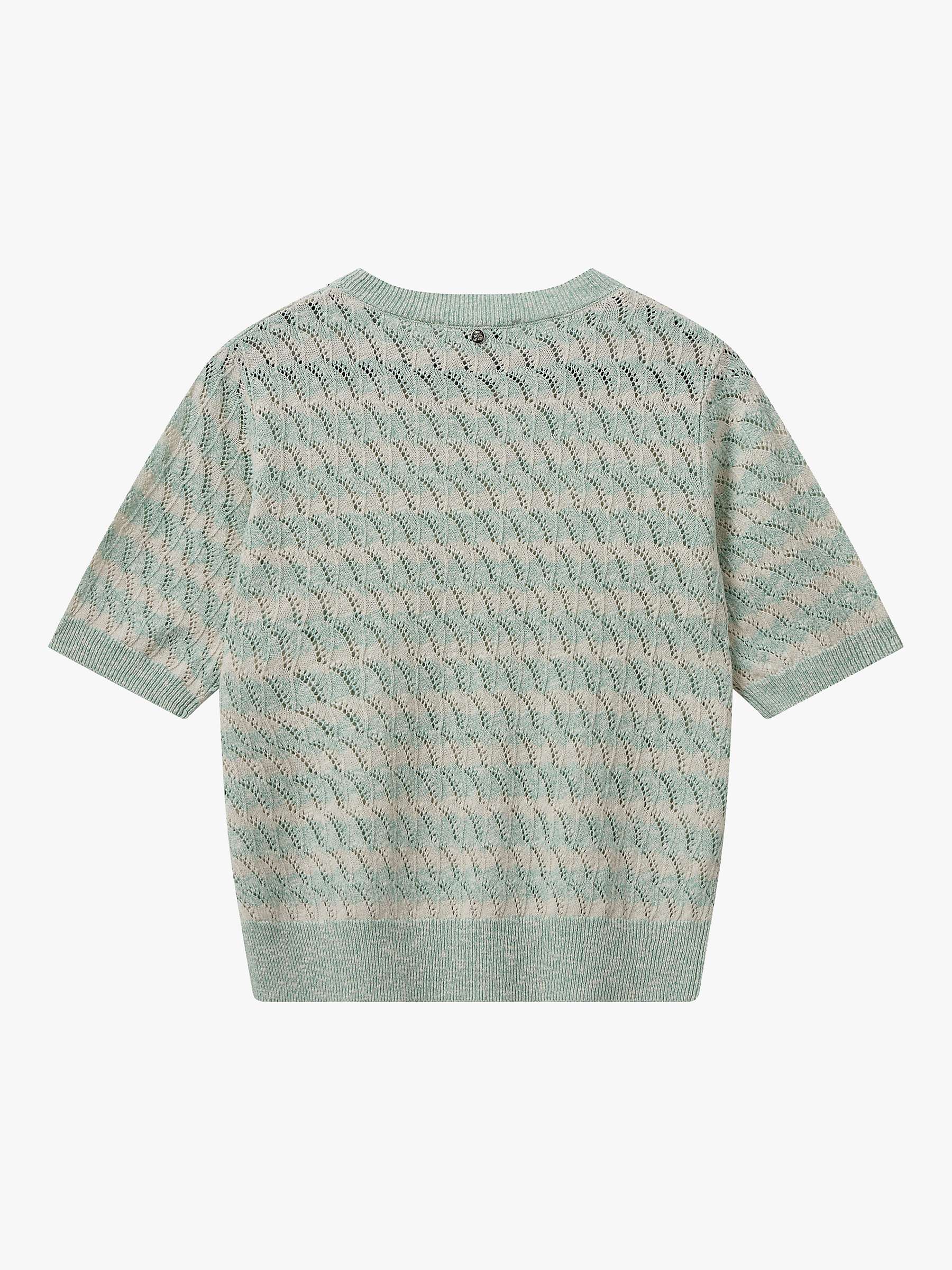 Buy MOS MOSH Karin Short Sleeve Linen Knitted T-Shirt, Smoke Green Online at johnlewis.com