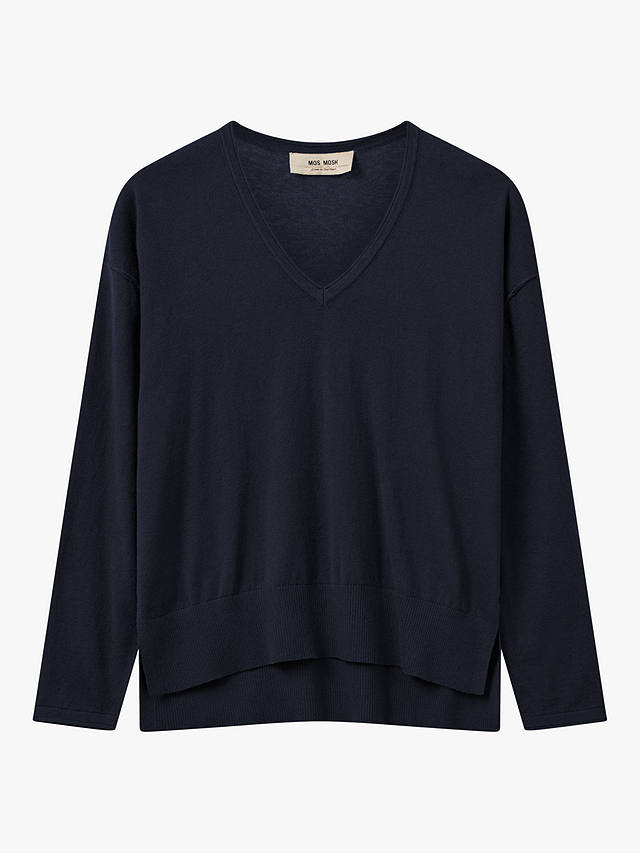 MOS MOSH Tani Cashmere Blend V-neck Jumper, Salute Navy