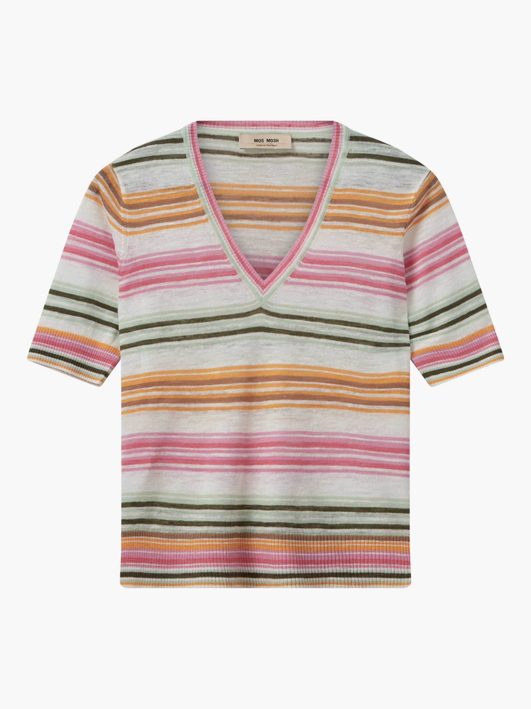Buy MOS MOSH Marin Short Sleeve Linen T-Shirt, Begonia Pink Online at johnlewis.com