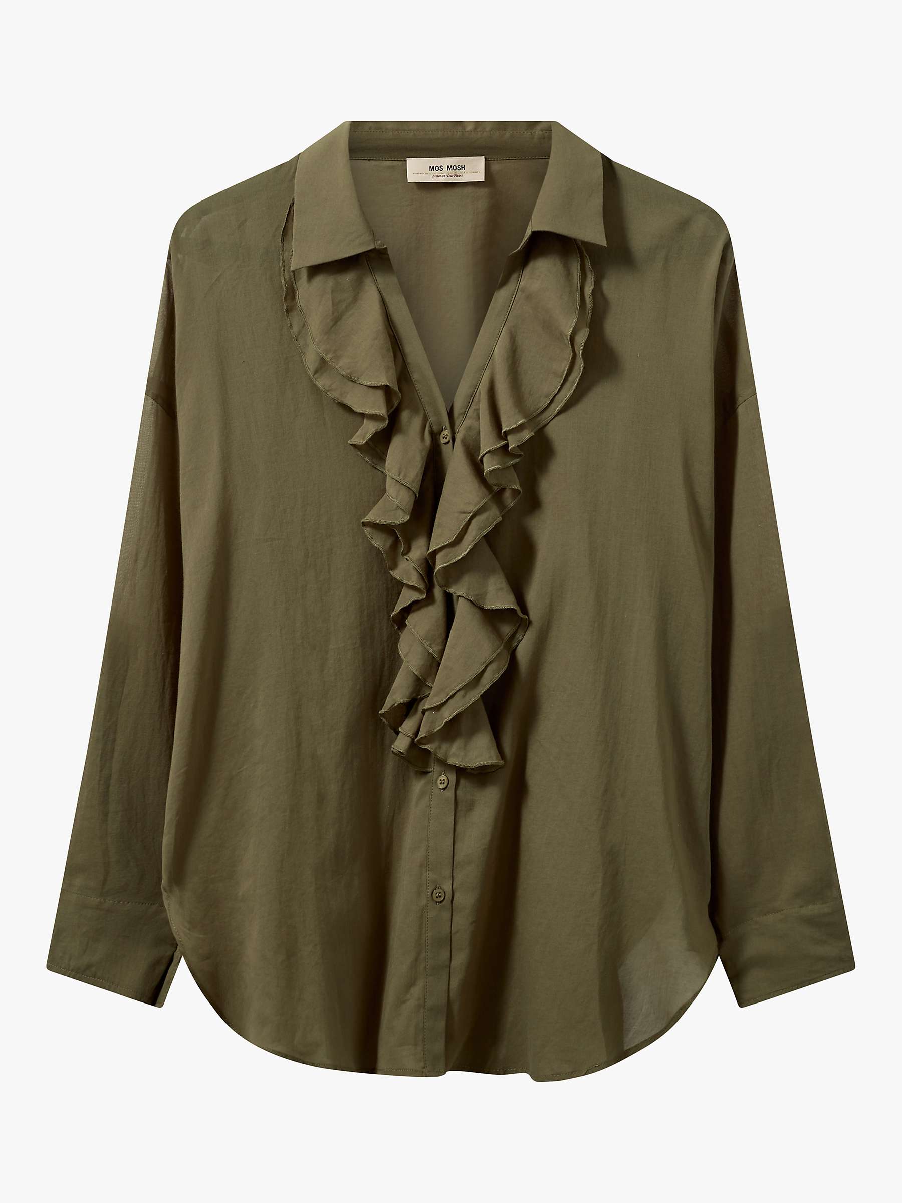 Buy MOS MOSH Jelena Voile Long Sleeve Ruffle Shirt, Burnt Olive Online at johnlewis.com