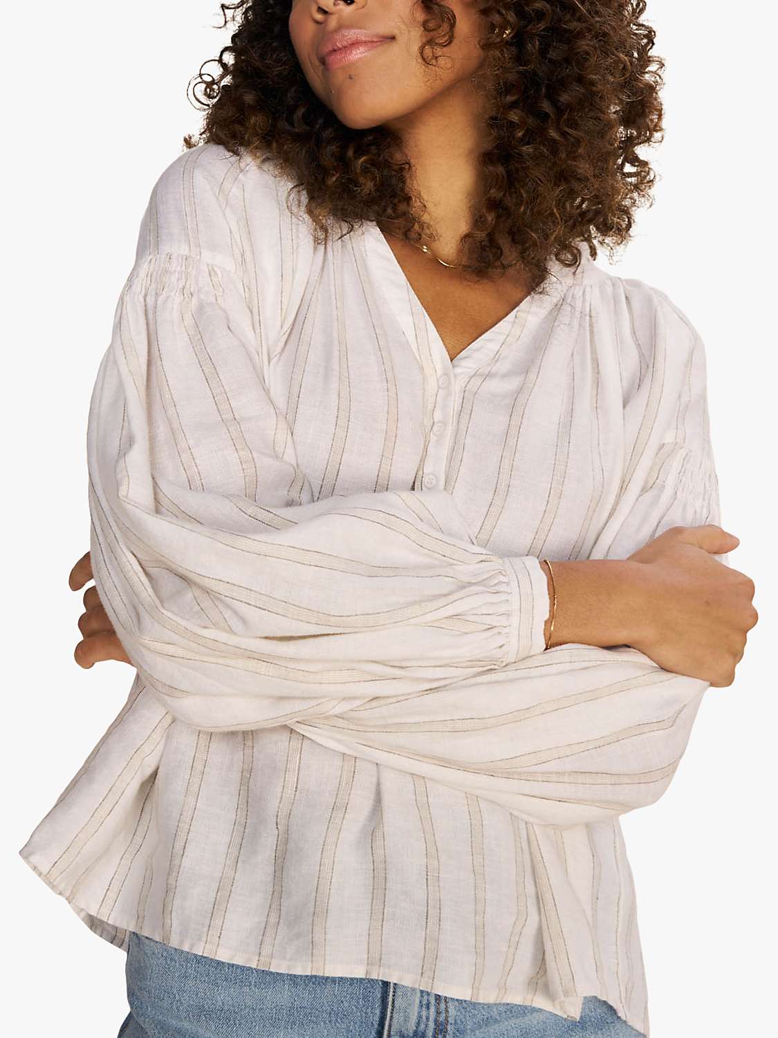 Buy MOS MOSH Safi Striped Linen Long Sleeve Shirt, Ecru Online at johnlewis.com