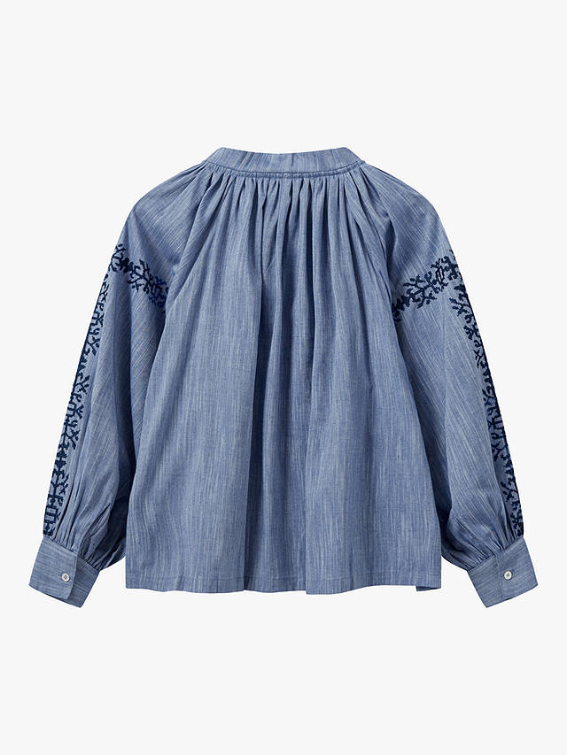 MOS MOSH Tessa Embroidered Long Sleeve Shirt, Blue Shadow
