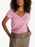 MOS MOSH Tulli Short Sleeve Basic Organic Cotton T-Shirt, Begonia Pink