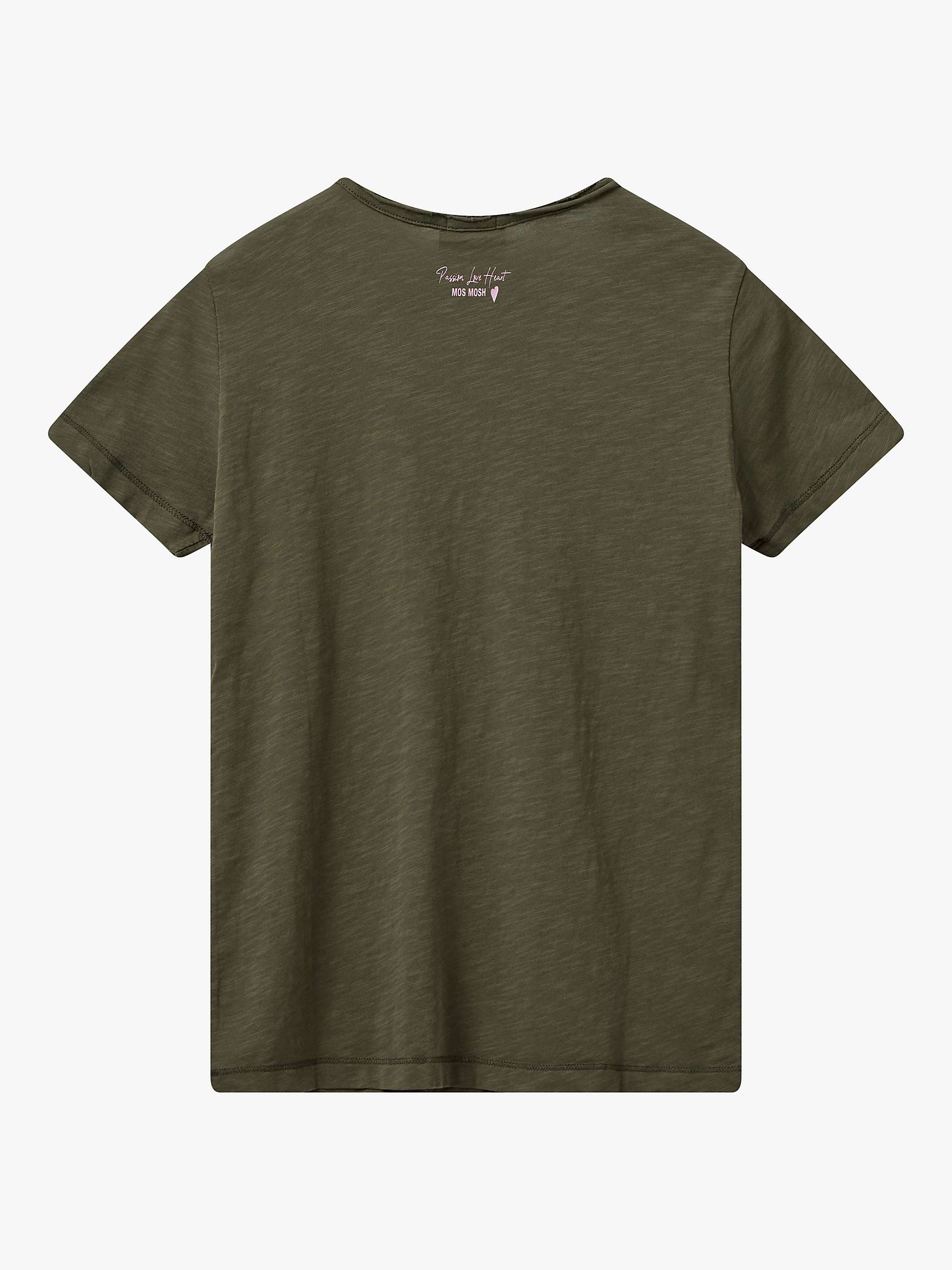 Buy MOS MOSH Astin Basic Organic Cotton T-Shirt, Burnt Olive Online at johnlewis.com