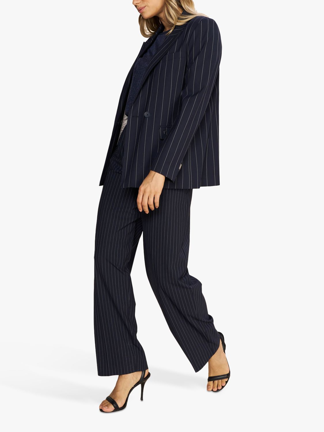 MOS MOSH Arven Roy Pinstripe Trousers, Salute Navy, 12