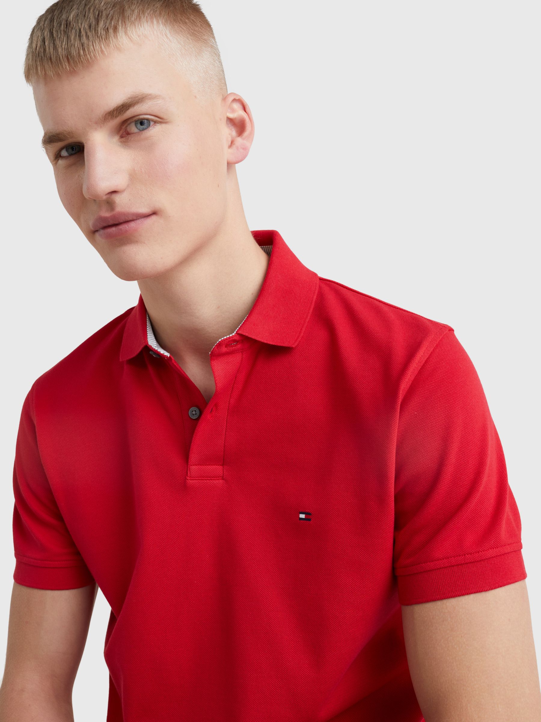 Tommy Hilfiger 1985 Classic Short Sleeve Polo Shirt, Primary Red, L