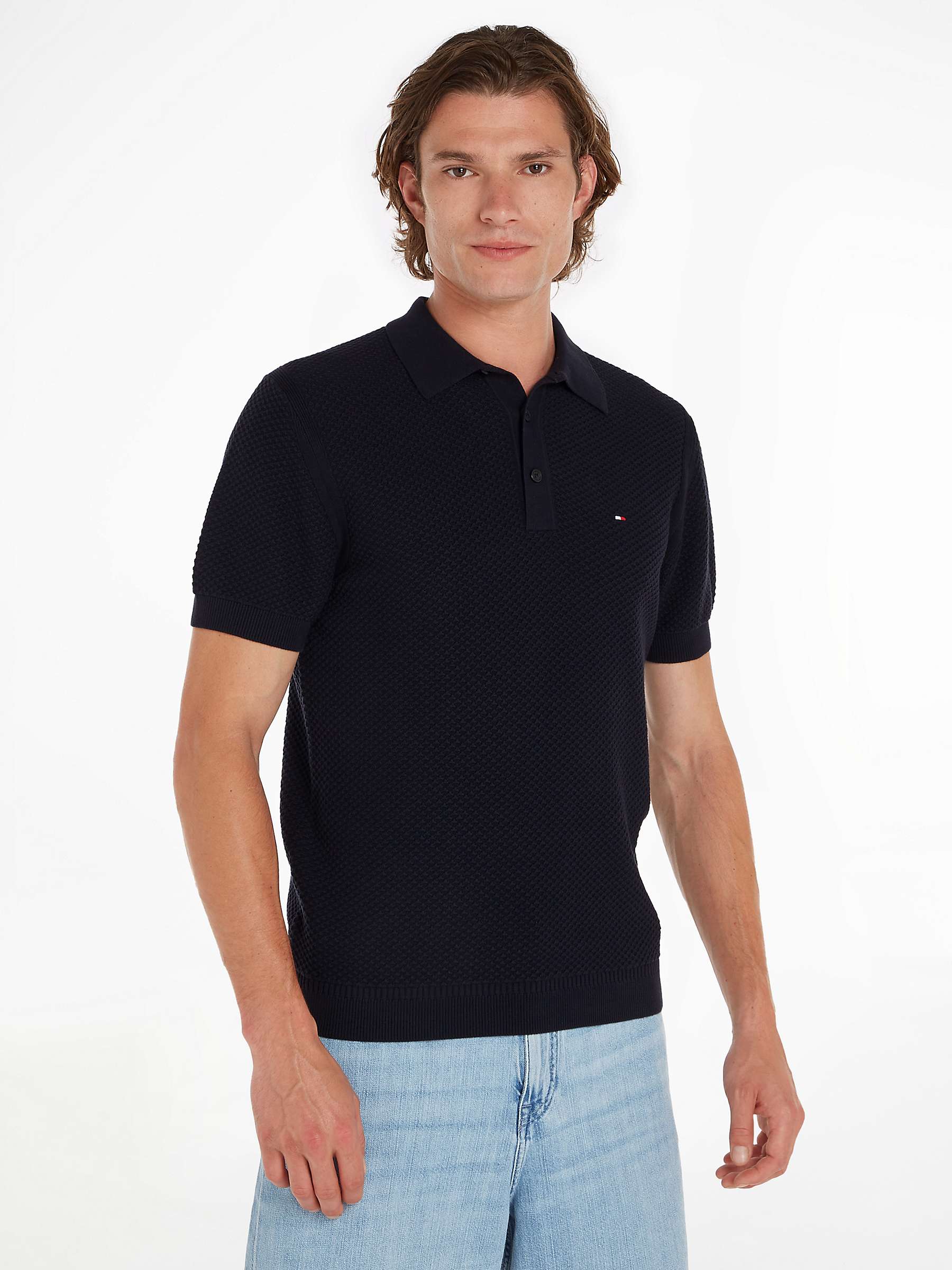 Buy Tommy Hilfiger Oval Structure Polo Shirt, Desert Sky Online at johnlewis.com