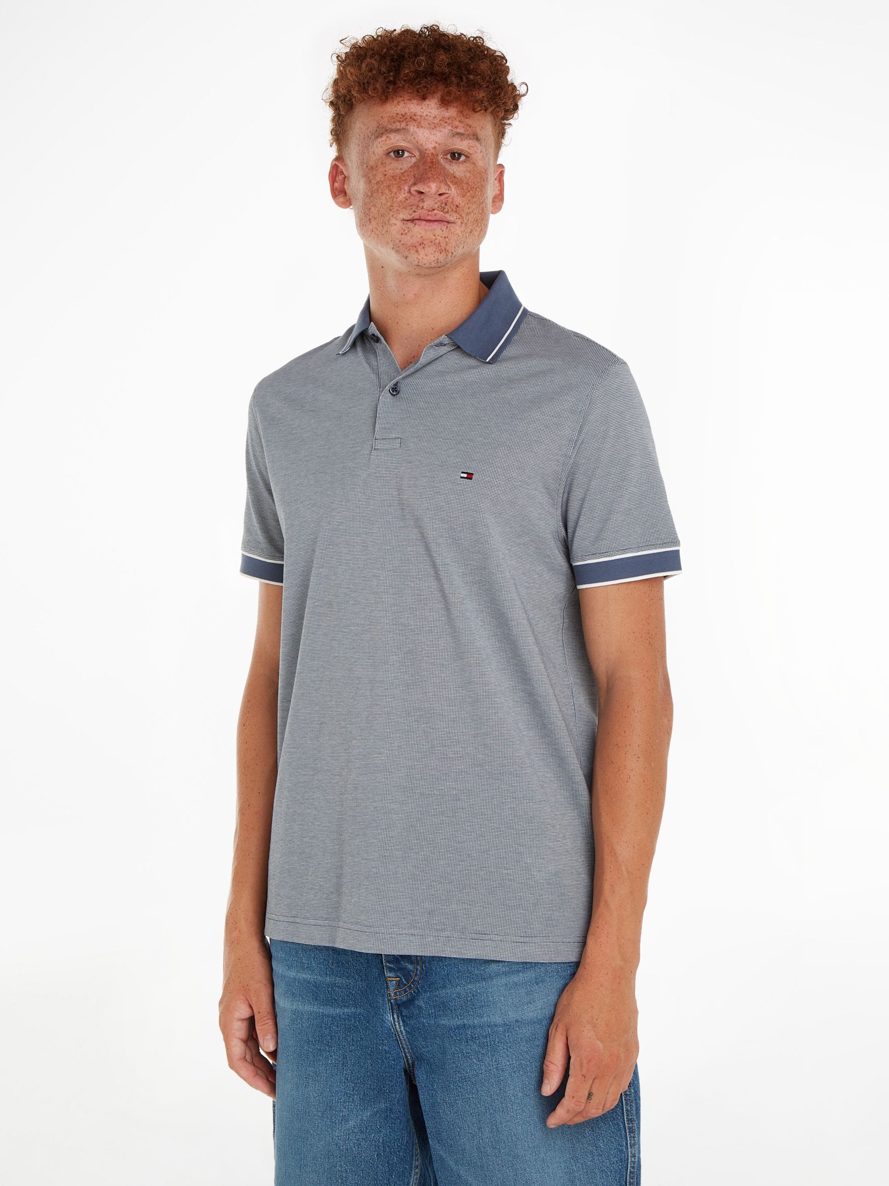 Tommy Hilfiger Monotype Oxford Polo Top, Blue, L