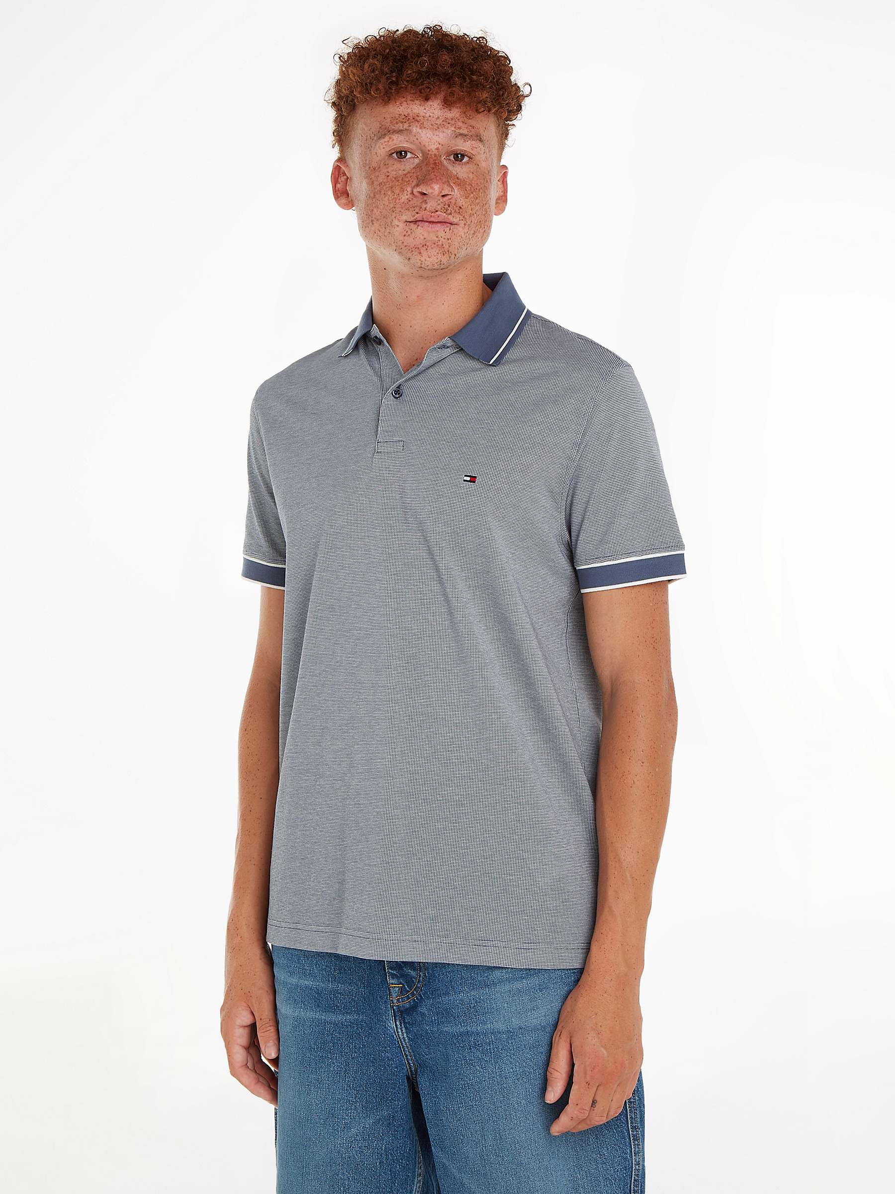 Buy Tommy Hilfiger Monotype Oxford Polo Top, Blue Online at johnlewis.com