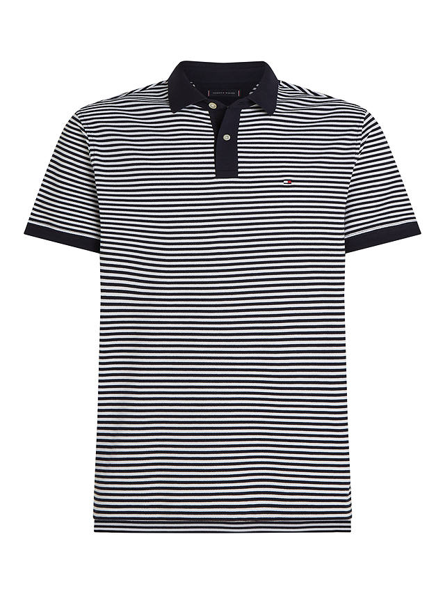 Tommy Hilfiger 1985 Short Sleeve Stripe Polo Shirt, Desert Sky/White