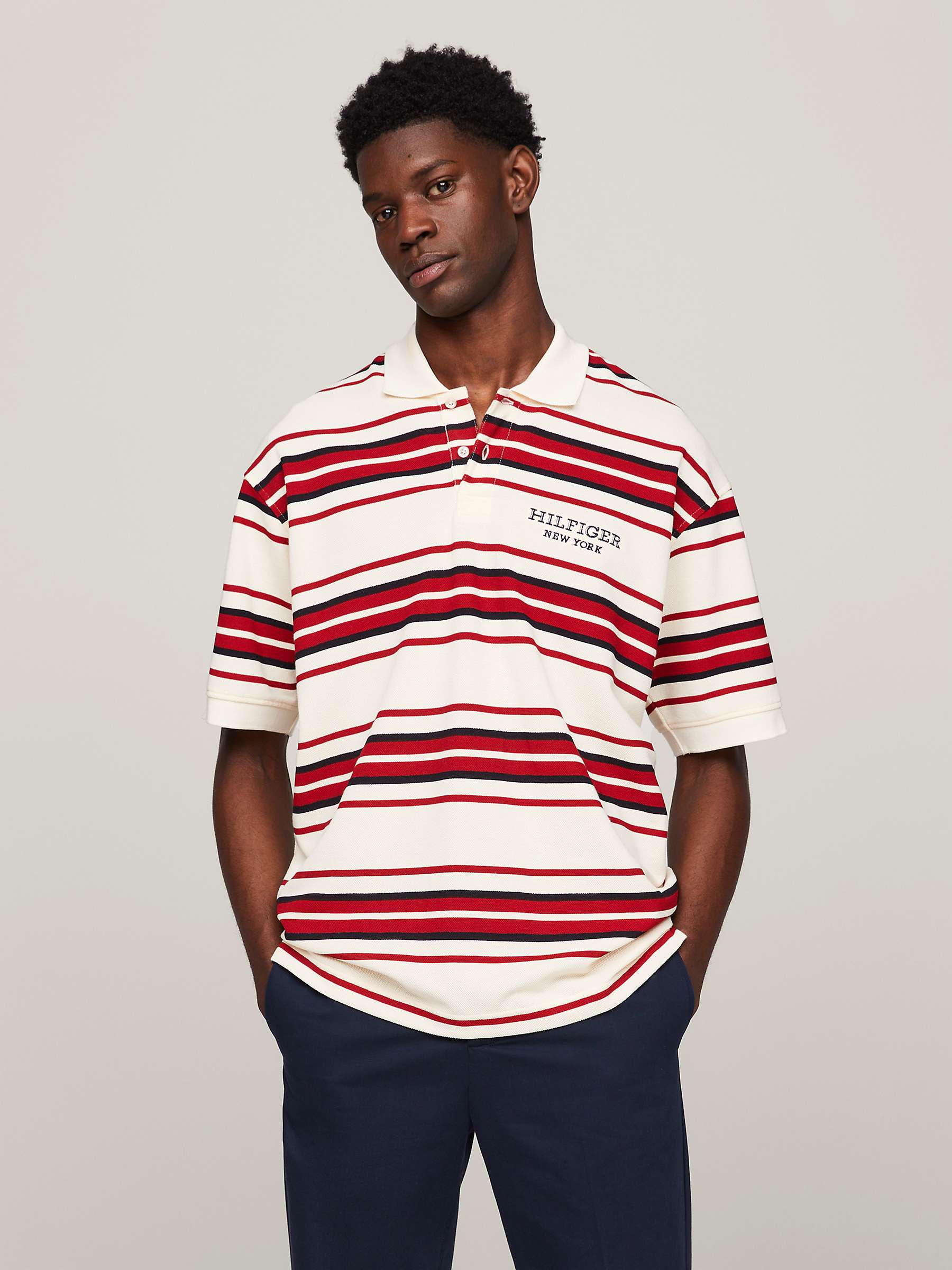Buy Tommy Hilfiger Stripe Short Sleeve Polo Top, Calico Online at johnlewis.com