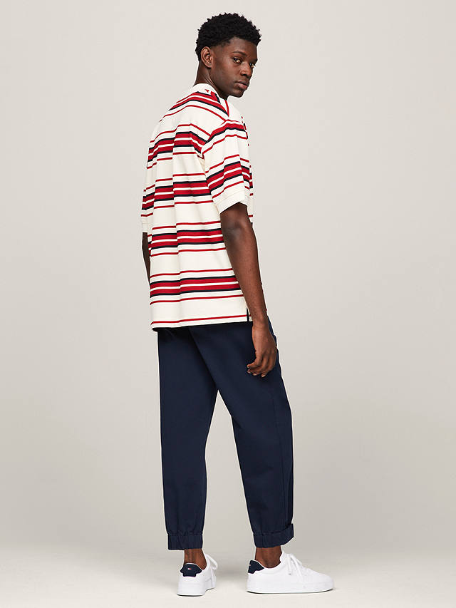 Tommy Hilfiger Stripe Short Sleeve Polo Top, Calico