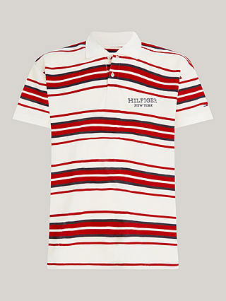Tommy Hilfiger Stripe Short Sleeve Polo Top, Calico