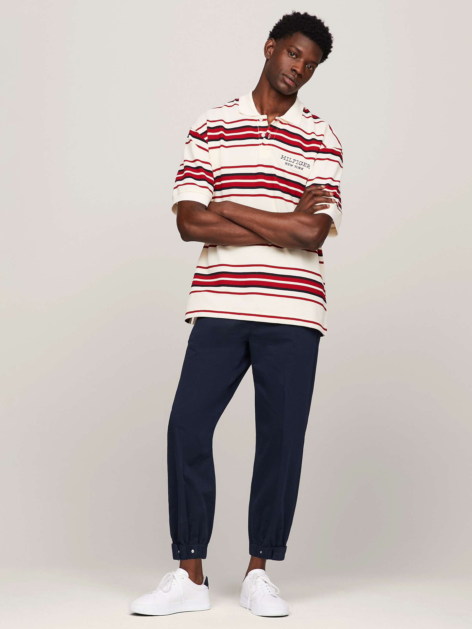 Buy Tommy Hilfiger Stripe Short Sleeve Polo Top, Calico Online at johnlewis.com