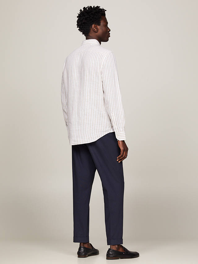 Tommy Hilfiger Linen Stripe Shirt, Beige/Optic White