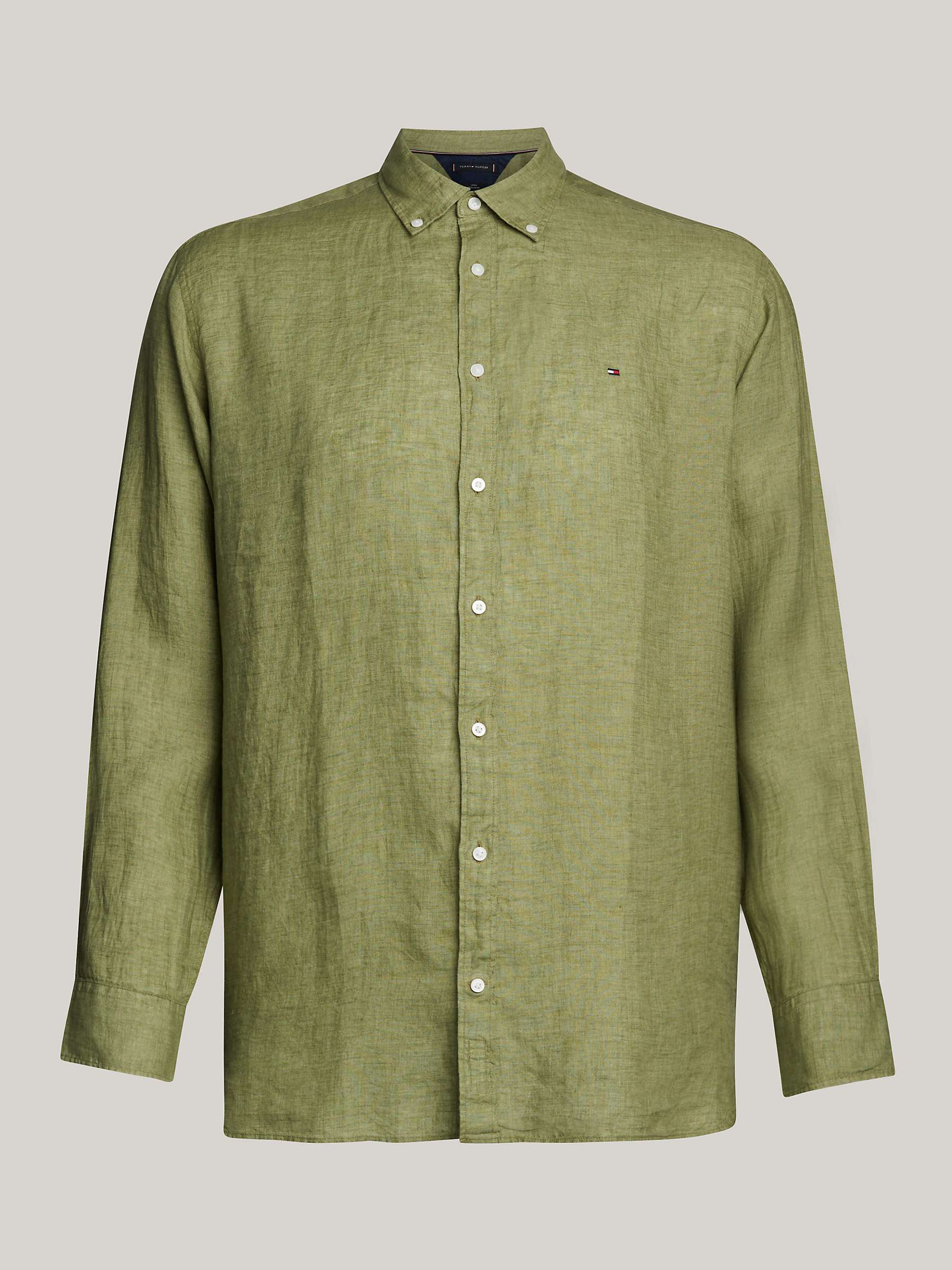 Buy Tommy Hilfiger Big & Tall Linen Long Sleeve Shirt, Faded Olive Online at johnlewis.com