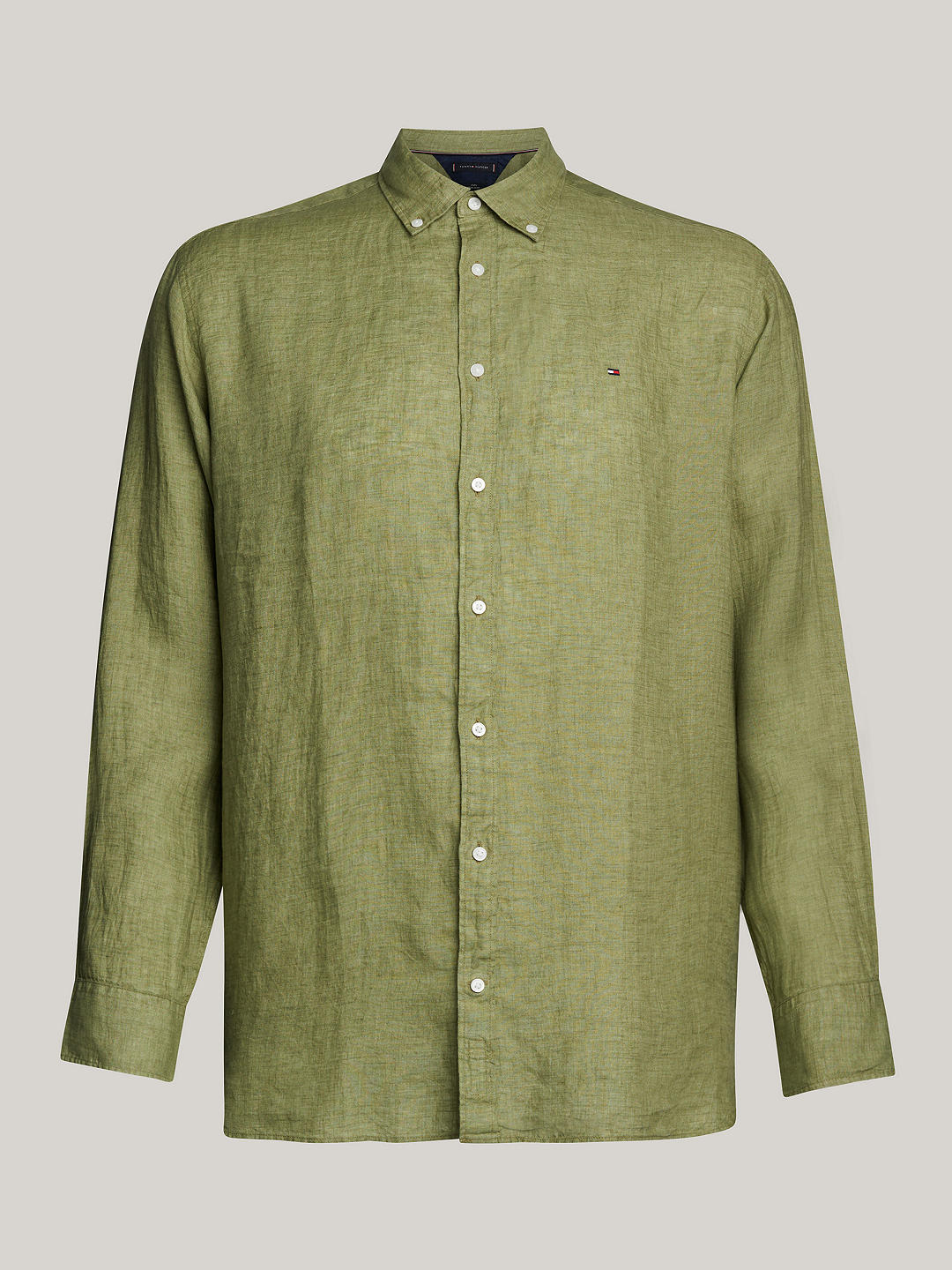 Tommy Hilfiger Big & Tall Linen Long Sleeve Shirt, Faded Olive
