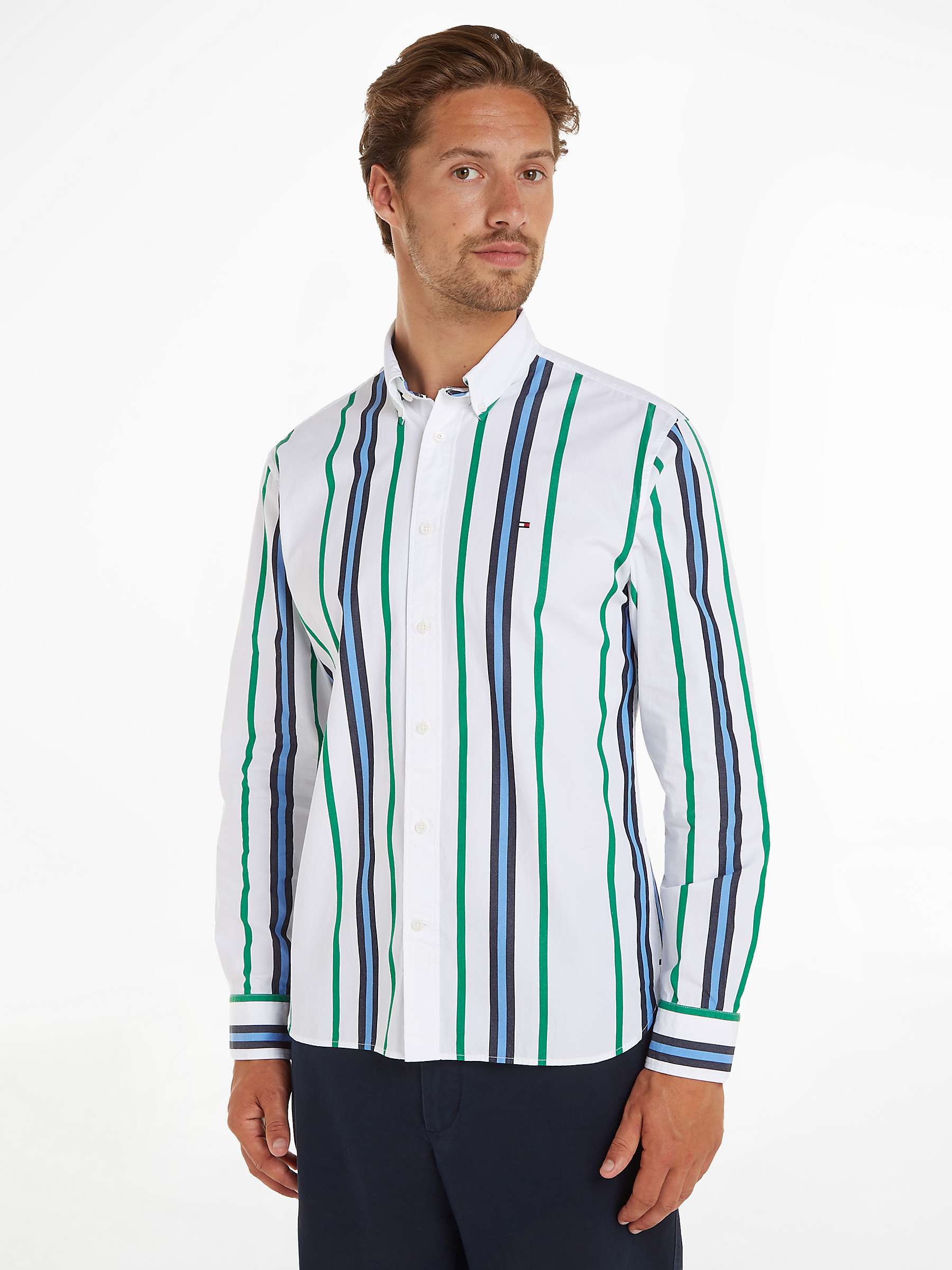 Buy Tommy Hilfiger Vertical Stripe Shirt, White/Multi Online at johnlewis.com