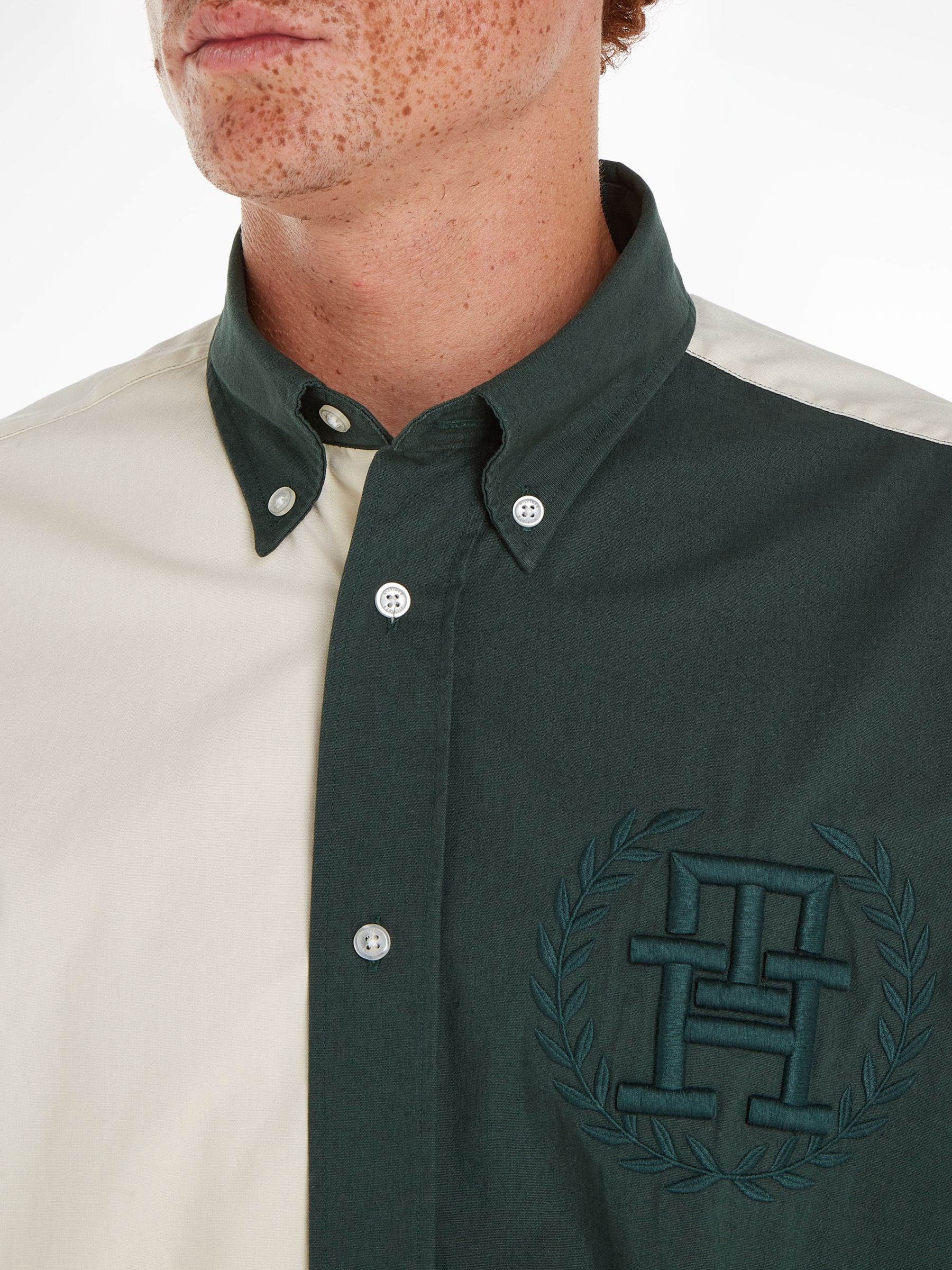 Tommy Hilfiger Cotton Block Shirt, Hunter/Desert Sky, S