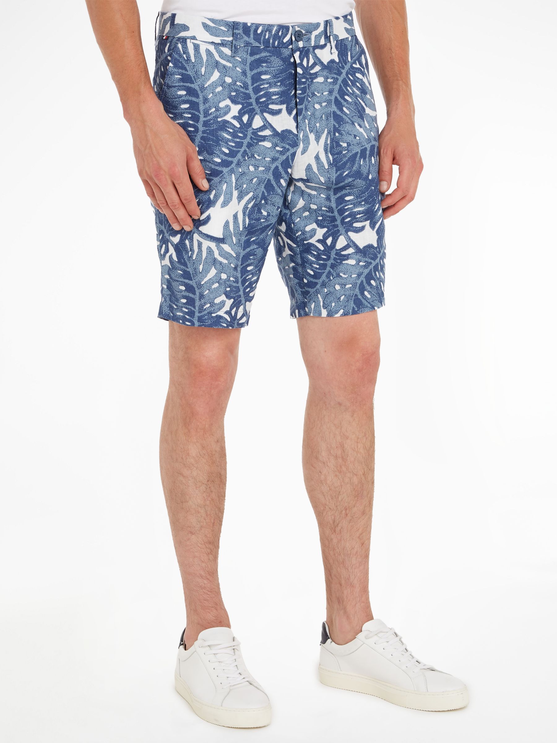 Tommy Hilfiger Harlem Linen Floral Shorts, Blue, 30R
