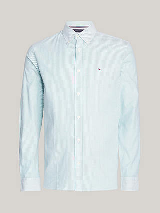 Tommy Hilfiger 1985 Flex Oxford Stripe Long Sleeve Shirt, Green/White